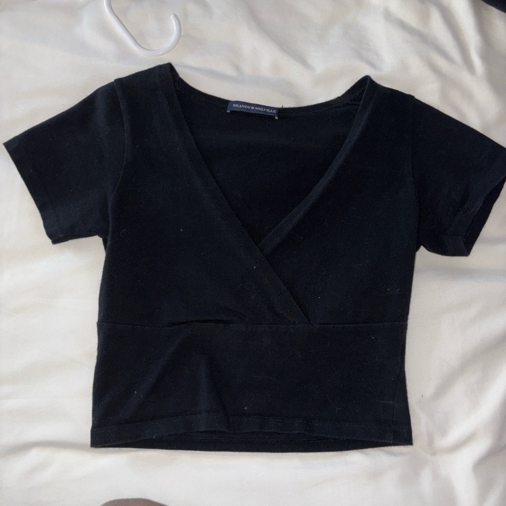 brandy melville black cross front top